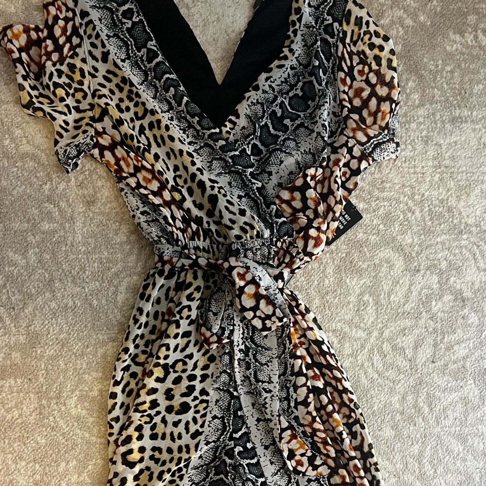 multi animal print jumpsuit